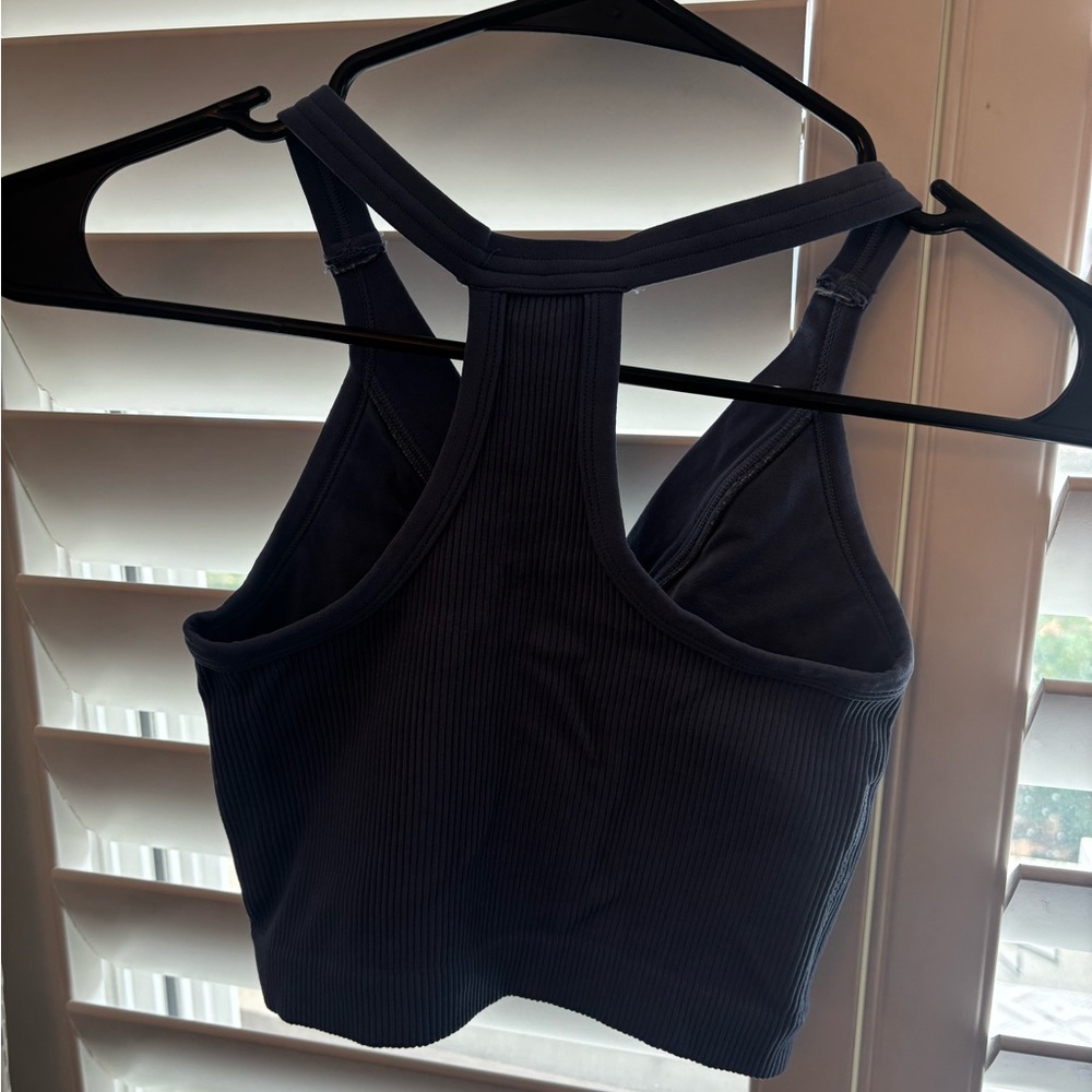 Women's Ribbed Halter Tops - Blue and Cream - Picture 5 of 9